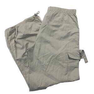 ZARA Cargo Wide Leg Ivory Pants M Gorpcore Baggy Baloon Tie Up Utility Techwear